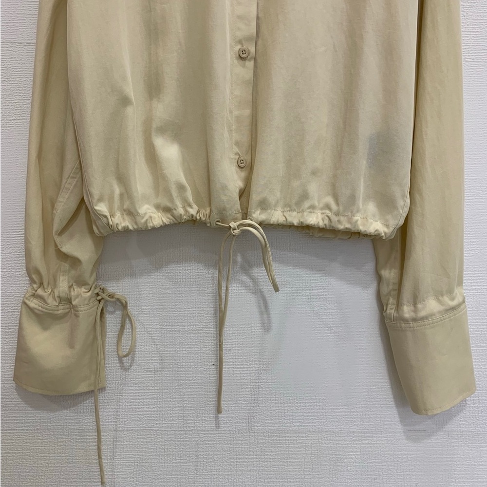 Toteme Light Yellow Drawstring-Hem Button Down Shirt - Picture 7 of 9
